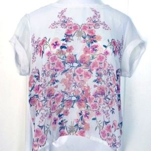 LC Lauren Conrad Sheer Floral Romantic Top Large